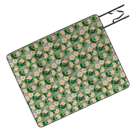 Hello Sayang Lovely Roses Green Picnic Blanket
