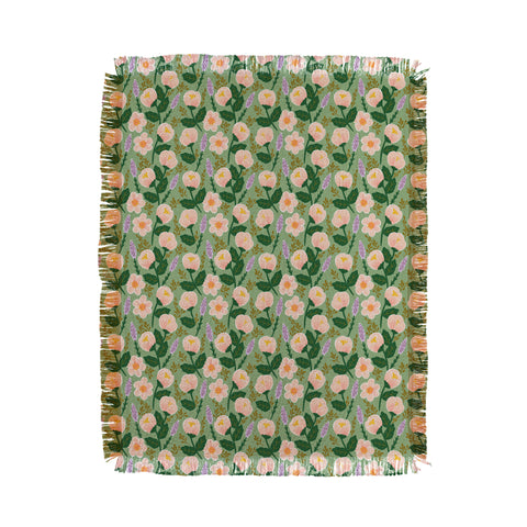 Hello Sayang Lovely Roses Green Throw Blanket