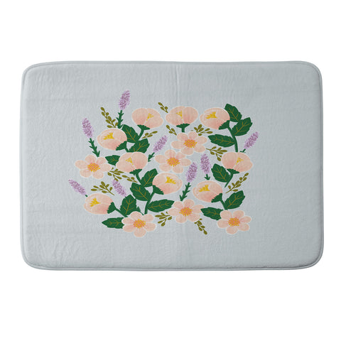 Hello Sayang Lovely Roses Grey Memory Foam Bath Mat