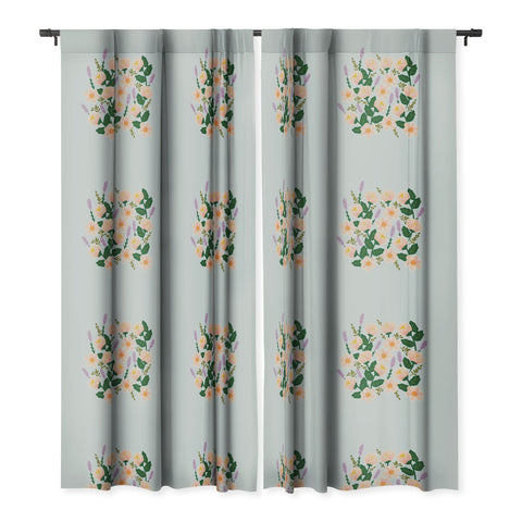 Hello Sayang Lovely Roses Grey Blackout Window Curtain