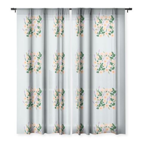 Hello Sayang Lovely Roses Grey Sheer Window Curtain