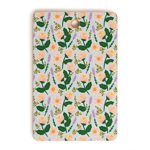 Hello Sayang Lovely Roses Grey Cutting Board Rectangle