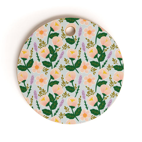 Hello Sayang Lovely Roses Grey Cutting Board Round