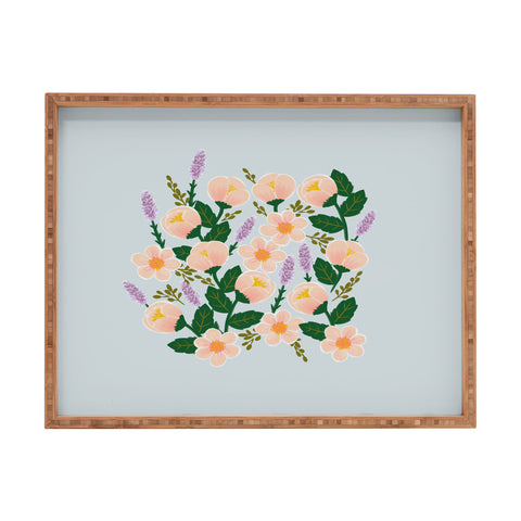 Hello Sayang Lovely Roses Grey Rectangular Tray