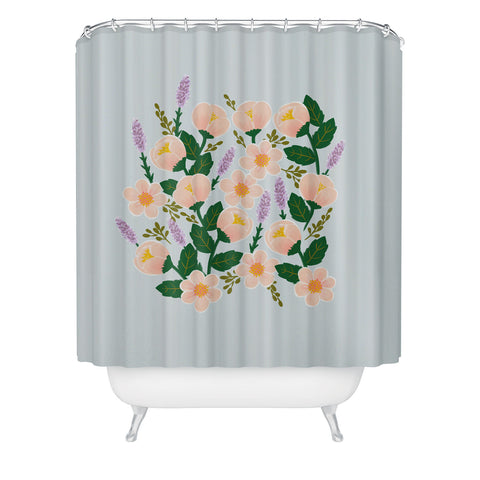 Hello Sayang Lovely Roses Grey Shower Curtain