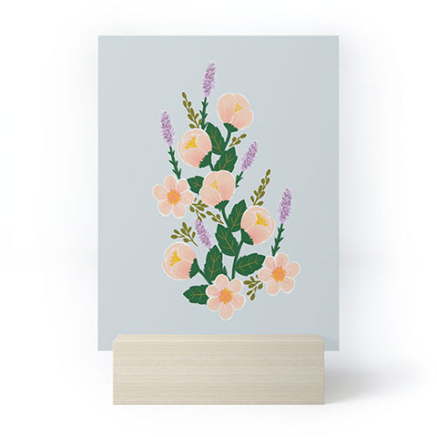 Hello Sayang Lovely Roses Grey Mini Art Print