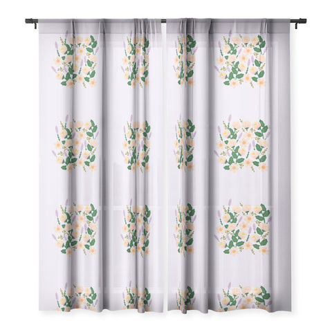 Hello Sayang Lovely Roses Lavender Sheer Window Curtain