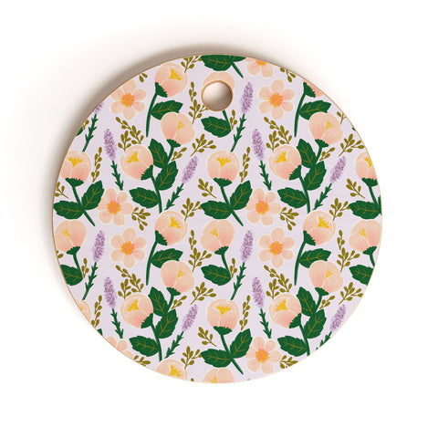 Hello Sayang Lovely Roses Lavender Cutting Board Round