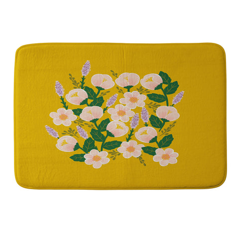Hello Sayang Lovely Roses Yellow Memory Foam Bath Mat