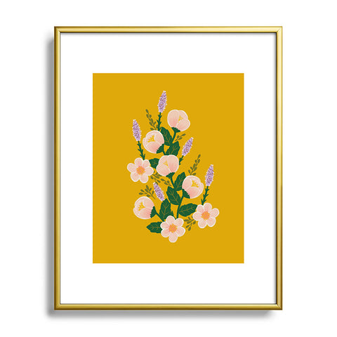 Hello Sayang Lovely Roses Yellow Metal Framed Art Print