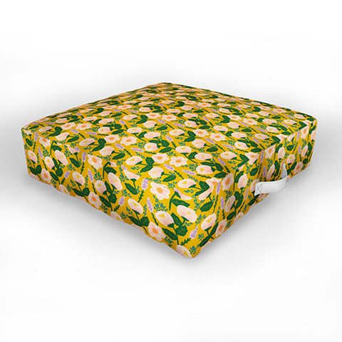Hello Sayang Lovely Roses Yellow Outdoor Floor Cushion