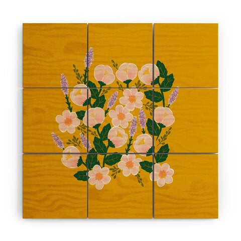 Hello Sayang Lovely Roses Yellow Wood Wall Mural