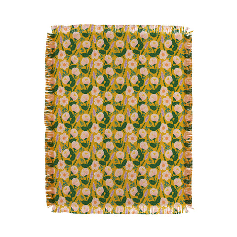 Hello Sayang Lovely Roses Yellow Throw Blanket