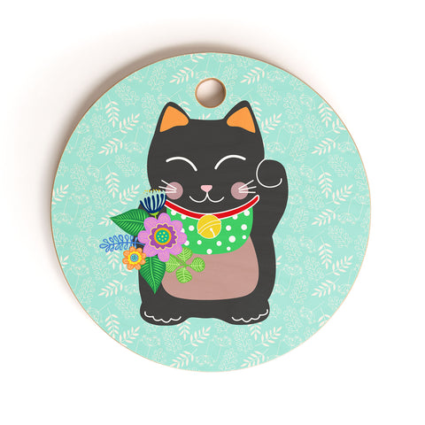 Hello Sayang Lucky Black Cat Cutting Board Round