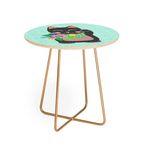 Hello Sayang Lucky Black Cat Round Side Table