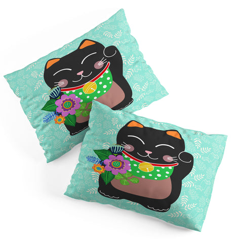 Hello Sayang Lucky Black Cat Pillow Shams