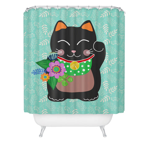 Hello Sayang Lucky Black Cat Shower Curtain