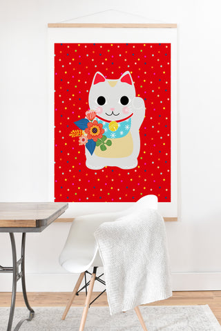 Hello Sayang Lucky Cat Art Print And Hanger