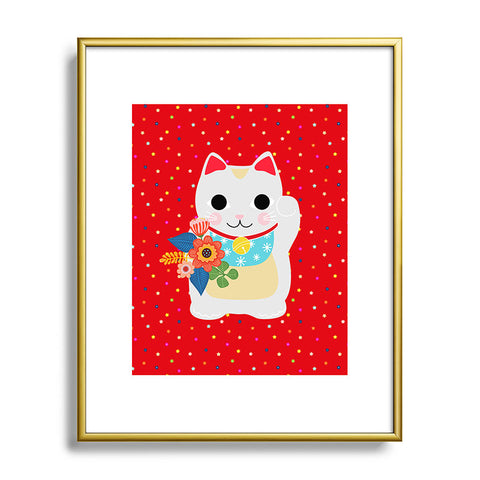 Hello Sayang Lucky Cat Metal Framed Art Print