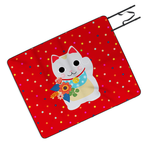 Hello Sayang Lucky Cat Picnic Blanket