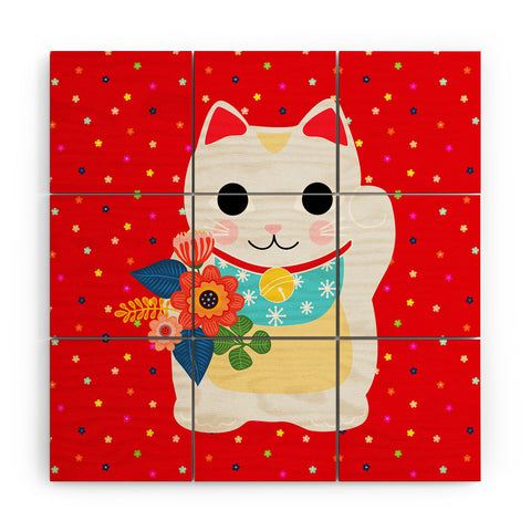 Hello Sayang Lucky Cat Wood Wall Mural