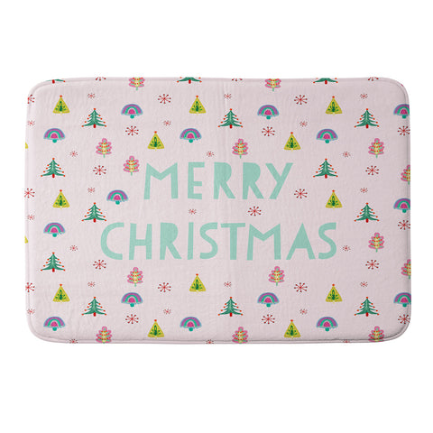 Hello Sayang Merry Christmas Trees Memory Foam Bath Mat