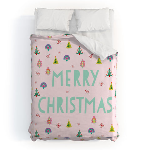 Hello Sayang Merry Christmas Trees Duvet Cover