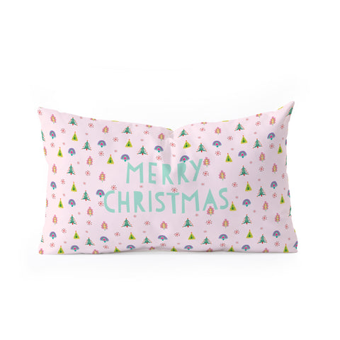 Hello Sayang Merry Christmas Trees Oblong Throw Pillow