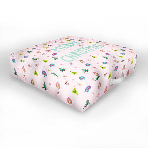 Hello Sayang Merry Christmas Trees Outdoor Floor Cushion