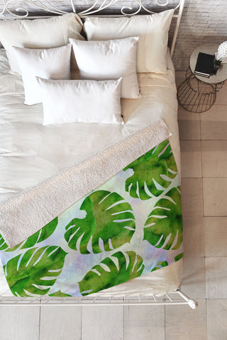 Hello Sayang Monster Monstera Fleece Throw Blanket