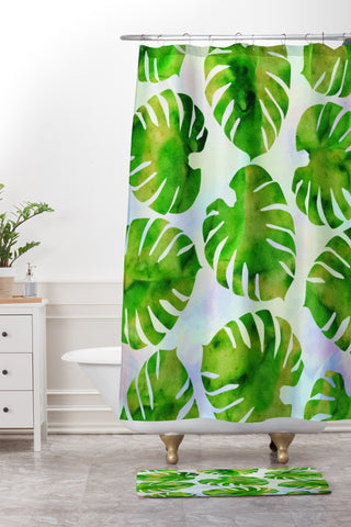 Hello Sayang Monster Monstera Shower Curtain And Mat
