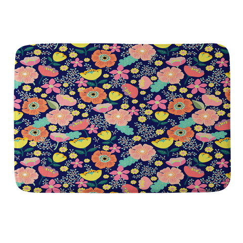 Hello Sayang Night Wild Flowers Memory Foam Bath Mat