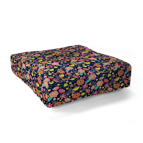 Hello Sayang Night Wild Flowers Floor Pillow Square
