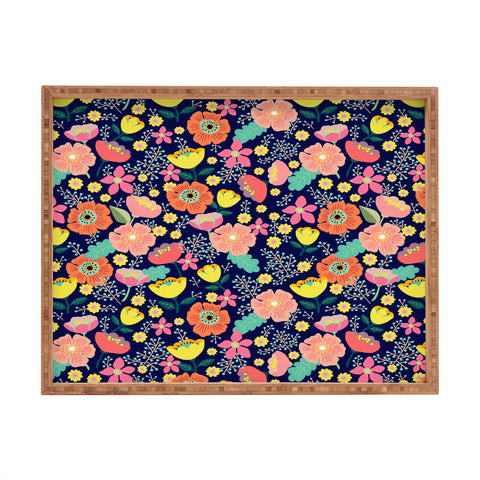 Hello Sayang Night Wild Flowers Rectangular Tray