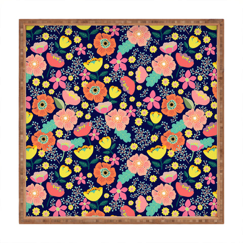Hello Sayang Night Wild Flowers Square Tray
