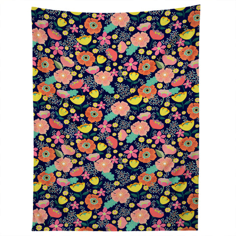 Hello Sayang Night Wild Flowers Tapestry