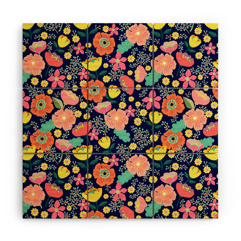 Hello Sayang Night Wild Flowers Wood Wall Mural