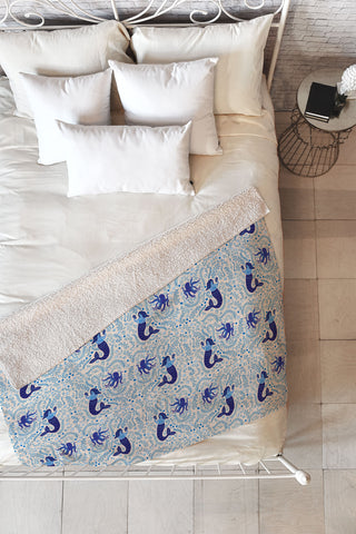 Hello Sayang Ocean Creatures Fleece Throw Blanket