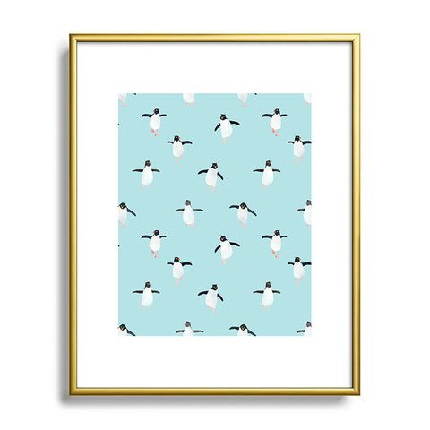 Hello Sayang Penguin Parade Metal Framed Art Print