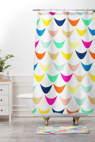 Hello Sayang Rainbow Fish Shower Curtain And Mat
