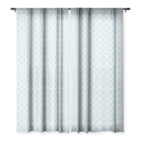 Hello Sayang Snow Flakes Icy Blue Sheer Window Curtain