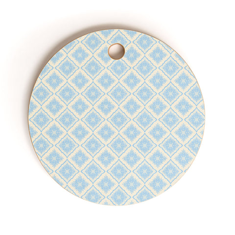 Hello Sayang Snow Flakes Icy Blue Cutting Board Round