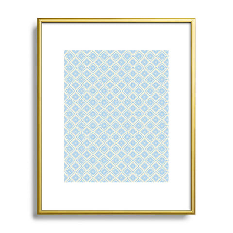 Hello Sayang Snow Flakes Icy Blue Metal Framed Art Print