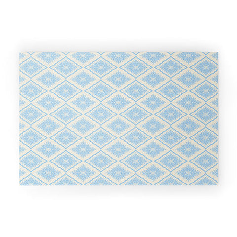 Hello Sayang Snow Flakes Icy Blue Welcome Mat