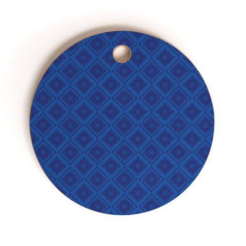 Hello Sayang Snow Flakes Midnight Blue Cutting Board Round