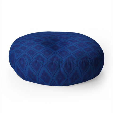 Hello Sayang Snow Flakes Midnight Blue Floor Pillow Round