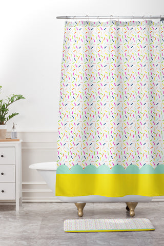 Hello Sayang Sprinkles of Fun Shower Curtain And Mat