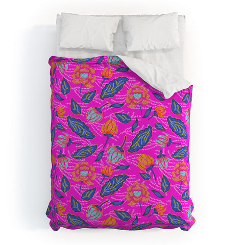 Hello Sayang Summer Batik Fuchsia Duvet Cover