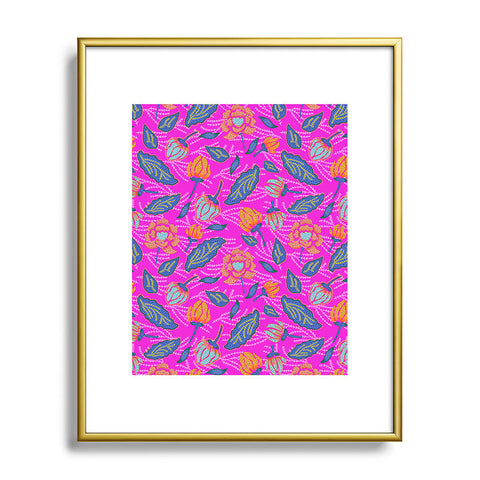 Hello Sayang Summer Batik Fuchsia Metal Framed Art Print