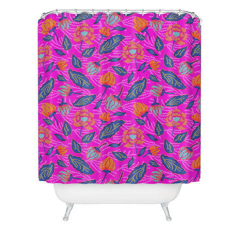 Hello Sayang Summer Batik Fuchsia Shower Curtain